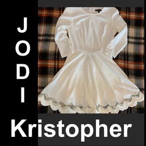 EUC JODI KRISTOPHER Flirty Winter-White Dress